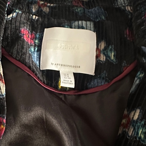 Anthropologie Black Floral Velvet Blazer - Picture 4 of 6